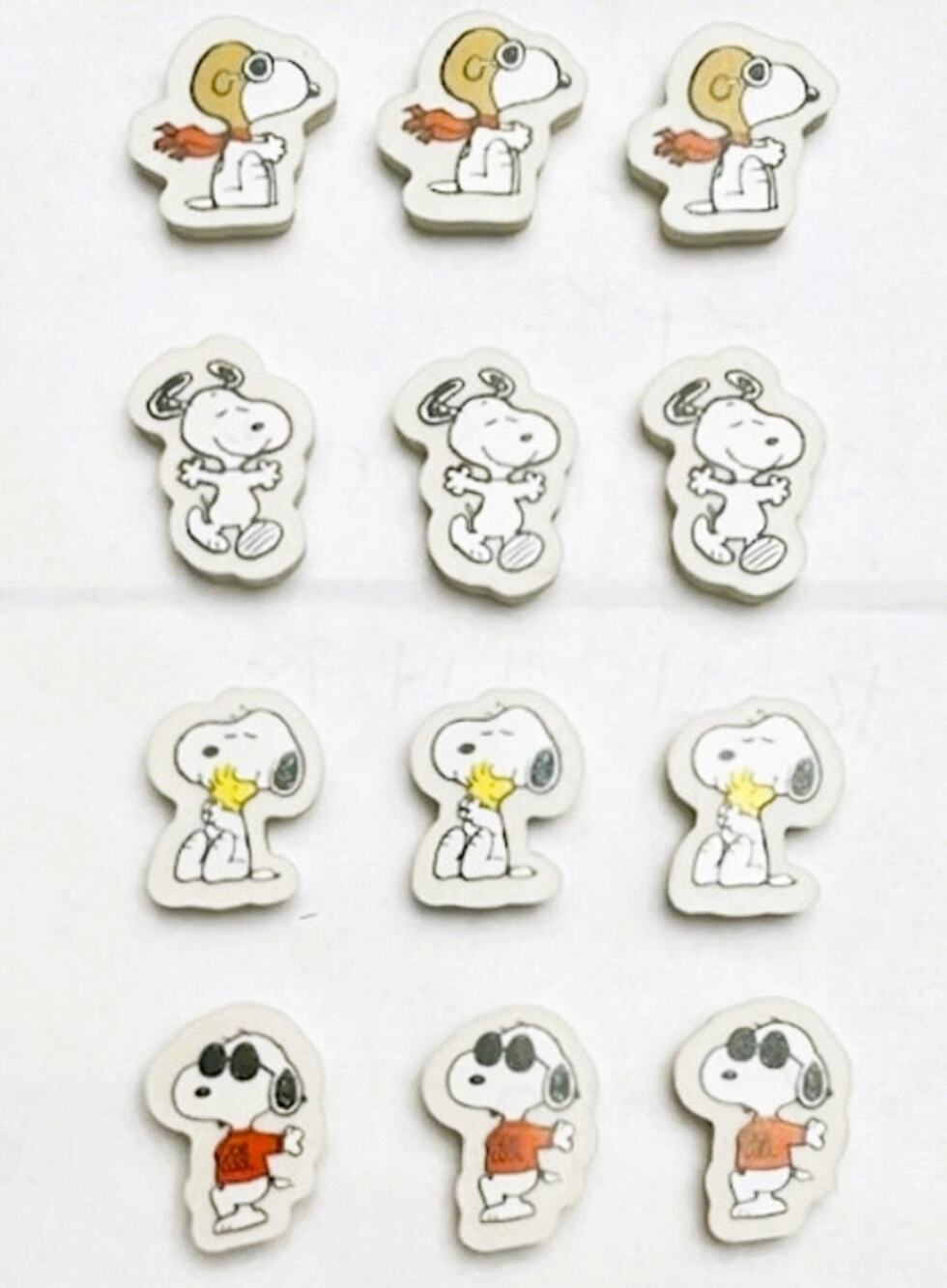 Peanuts Snoopy Set of (12) Erasers, (4) Designs, 2024-NEW